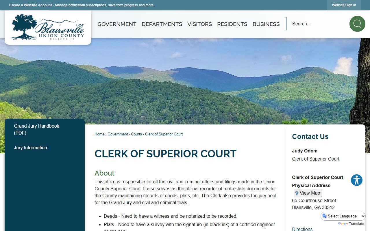 Union County Clerk of Superior Court records page
