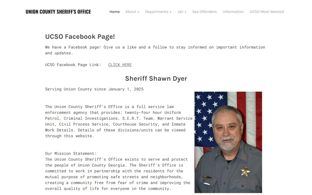 Union County arrest records sheriff homepage
