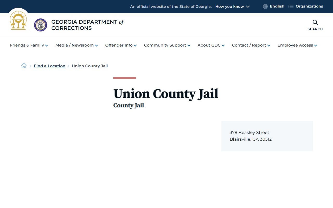 Union County arrest records GDC Union County Jail listing