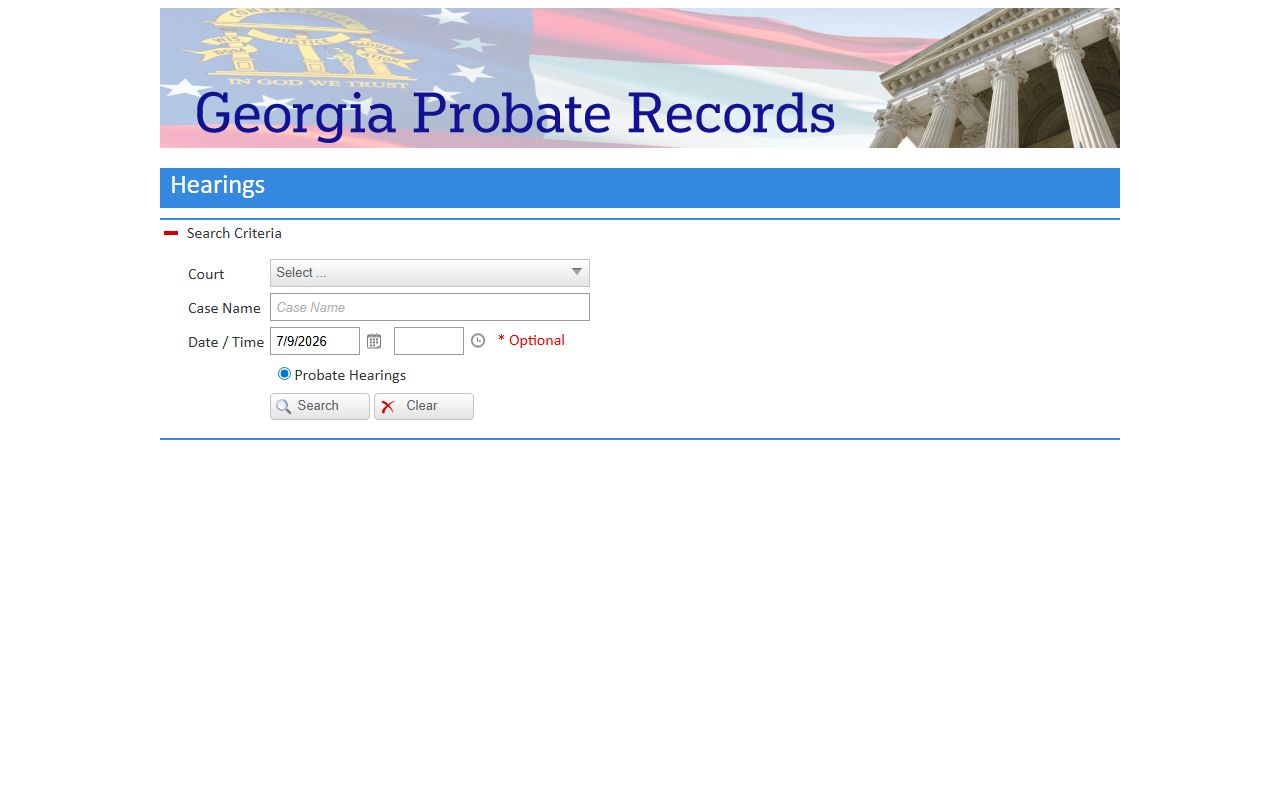 Union County court dockets Georgia Probate Records hearings search