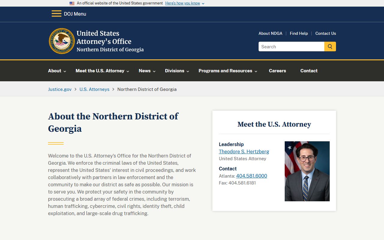 Union County criminal court records U.S. Attorney Northern District of Georgia