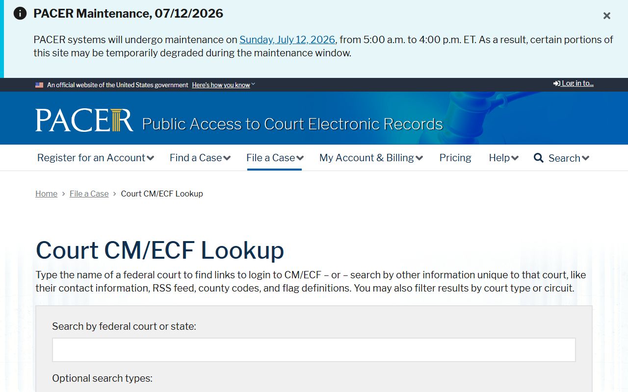 Union County Superior Court and PACER federal court lookup