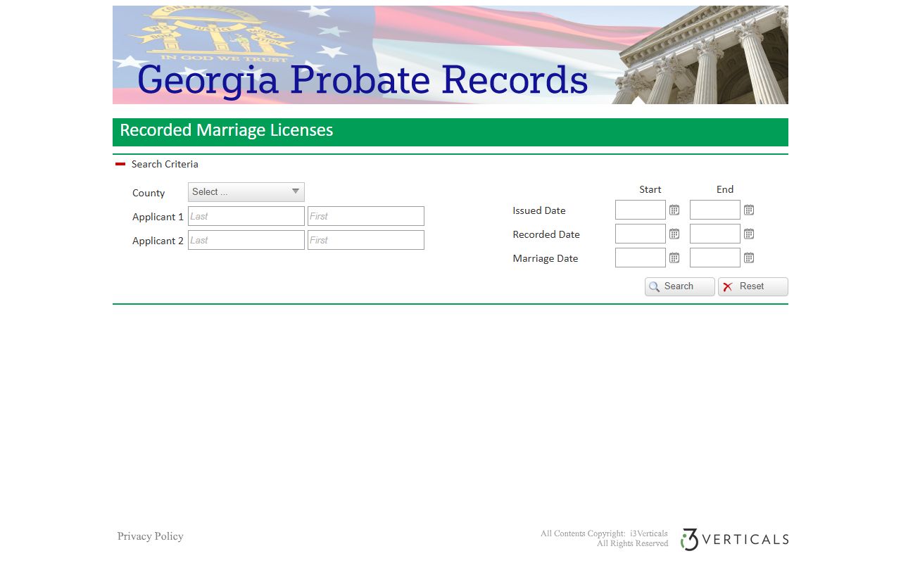 Union County marriage records search fields in Georgia Probate Records