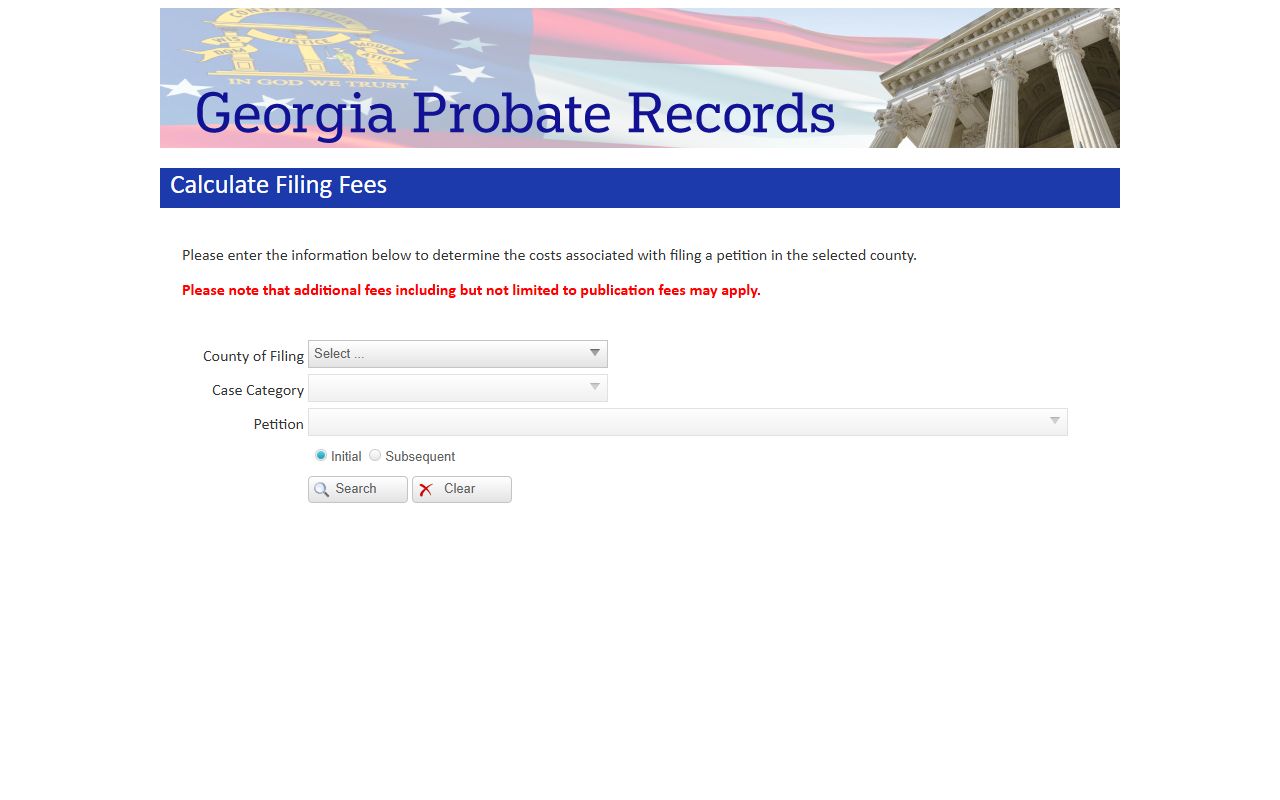 Union County probate records filing fee calculator