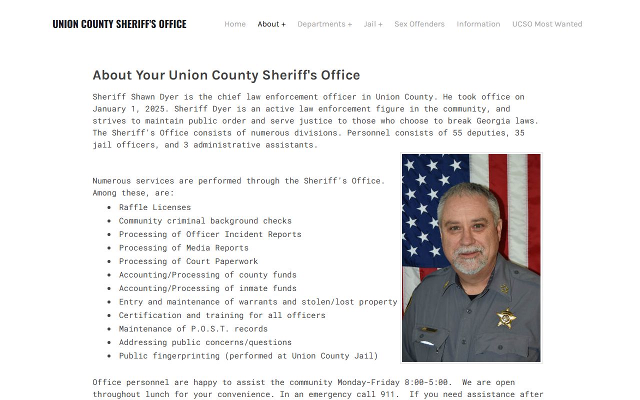 Union County warrant records current sheriff office holder